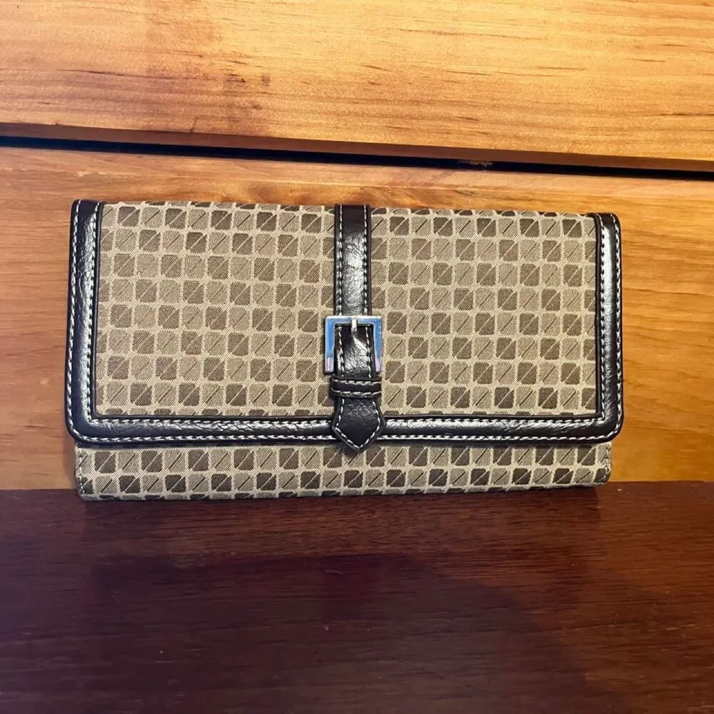Women's Brown and Khaki Trifold Wallet/Credit Card/ID Holder